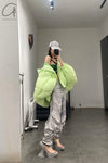 CHENPENG Pleated Puffer Jacket CP20AWJ002CPC394 Pleated Lime Green PCP1